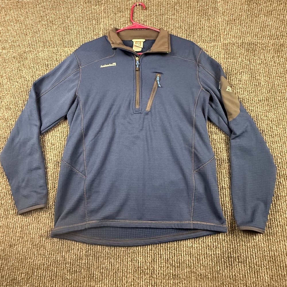 Avalanche Mens Size Medium Blue Grid Fleece Quarter Zip Pullover Jacket
